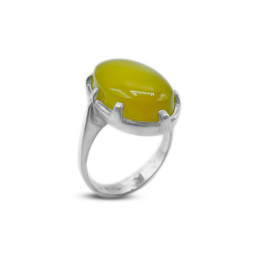 Yellow Agate Women Ring – Simple Hand Design