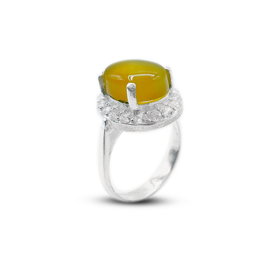 Yellow Agate Women Ring – Halo Ring