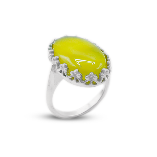 Yellow Agate Women Ring – Flower Lattice