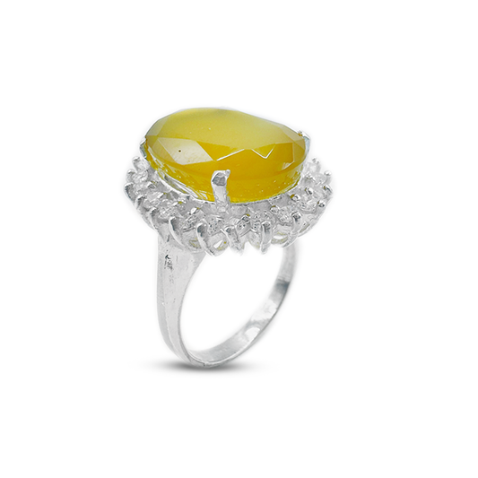 Yellow Agate Women Ring – Italian Halo