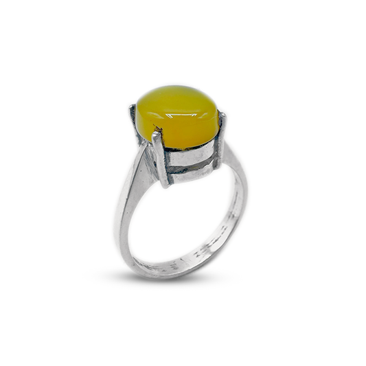 Yellow Agate Women Ring – Double Cup