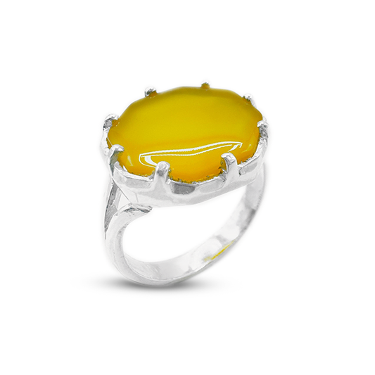 Yellow Agate Women Ring – V Band Design