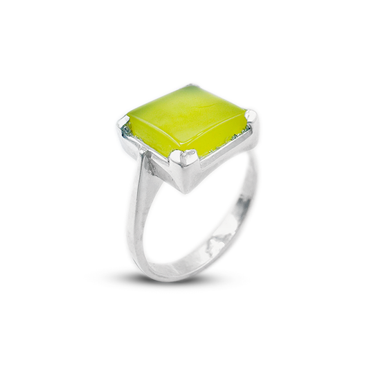 Yellow Agate Women Ring – Square Elegance