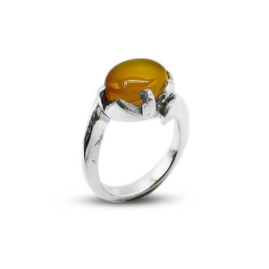 Yellow Agate Women Ring – Bypass Band Design