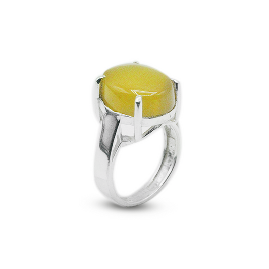 Yellow Agate Women Ring – Simple Signet Design