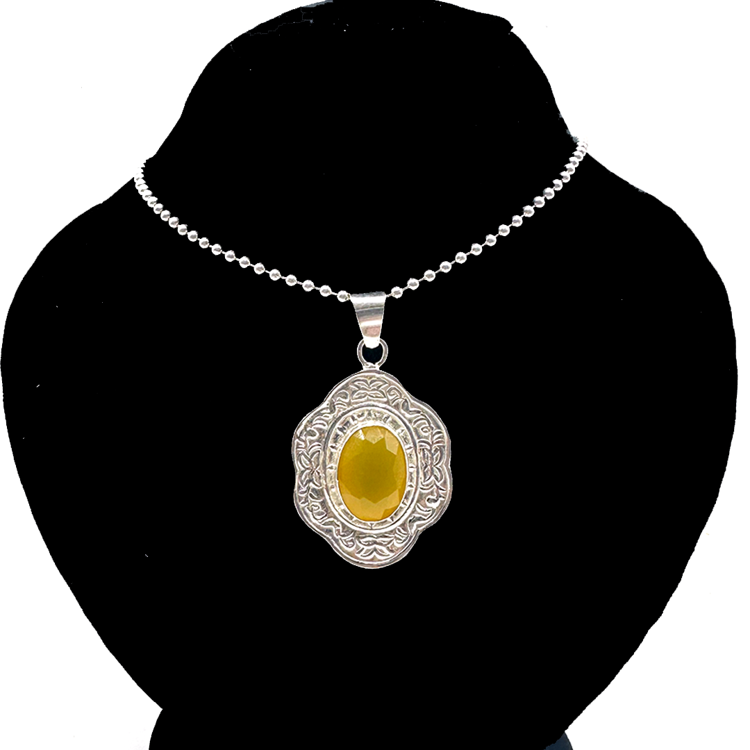 Yellow Agate Pendant - Royal Stamp