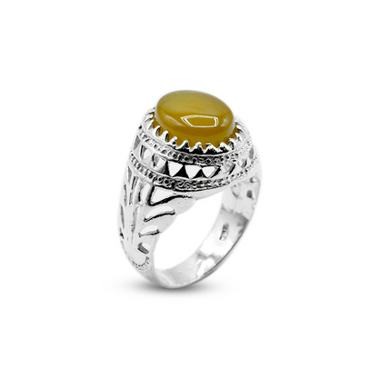 Yamani Agate Men Ring - Irani Traditional Design