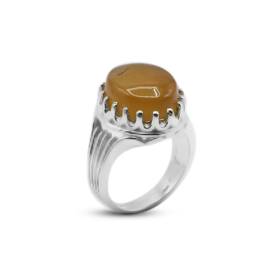 Yamani Agate Men Ring - Ember Crown