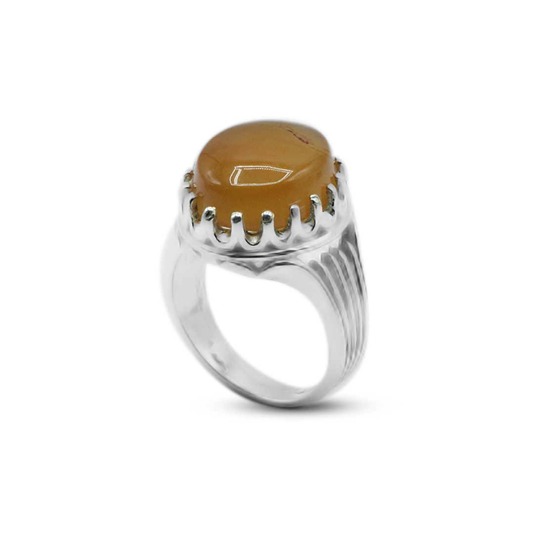 Yamani Agate Men Ring - Ember Crown