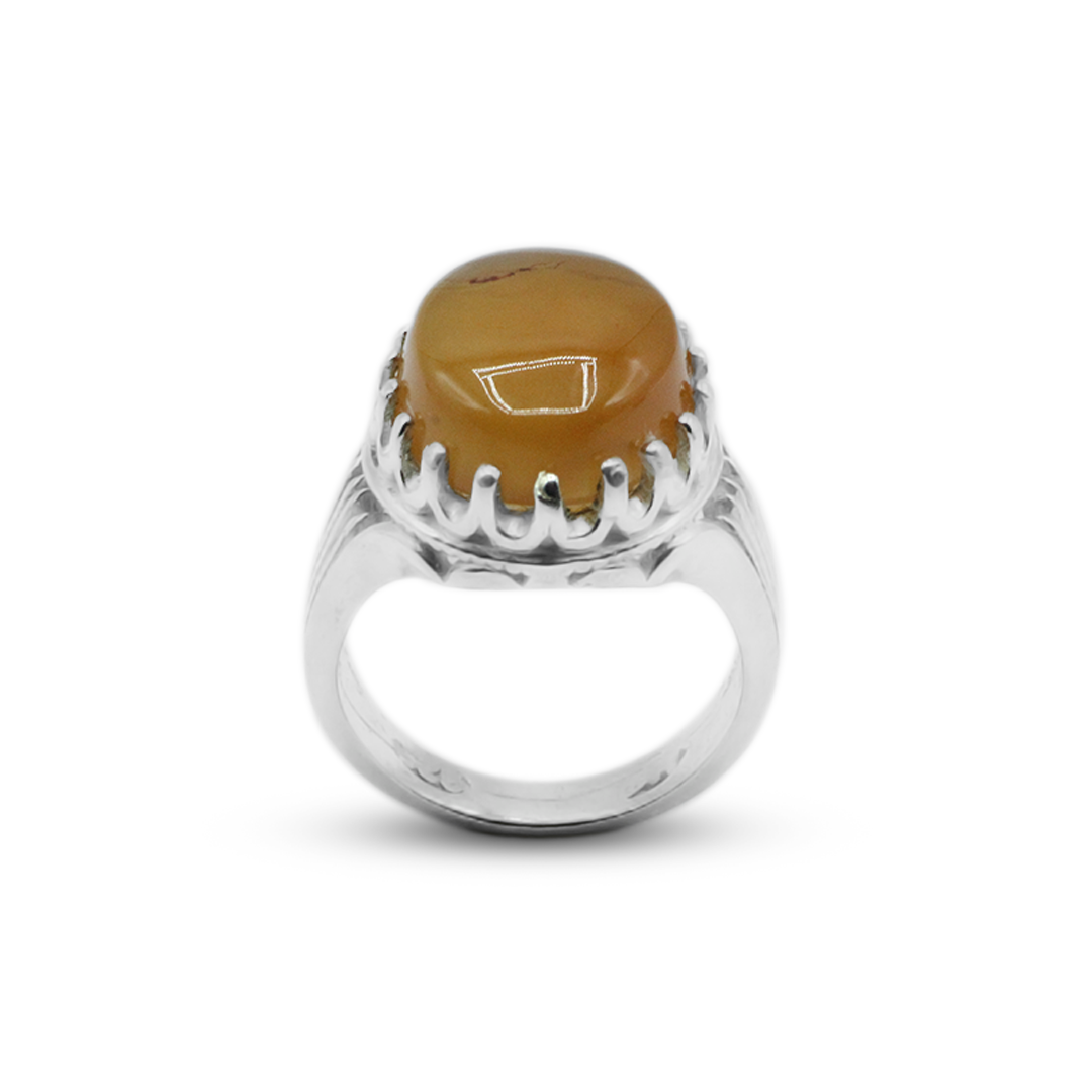 Yamani Agate Men Ring - Ember Crown