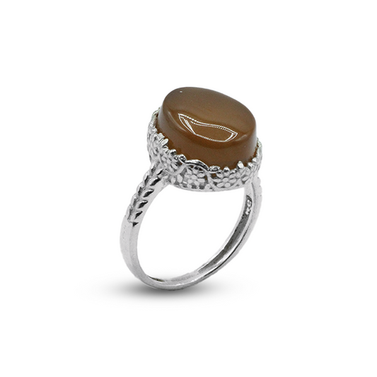 Yamani Agate Women Ring  - Lattice Design