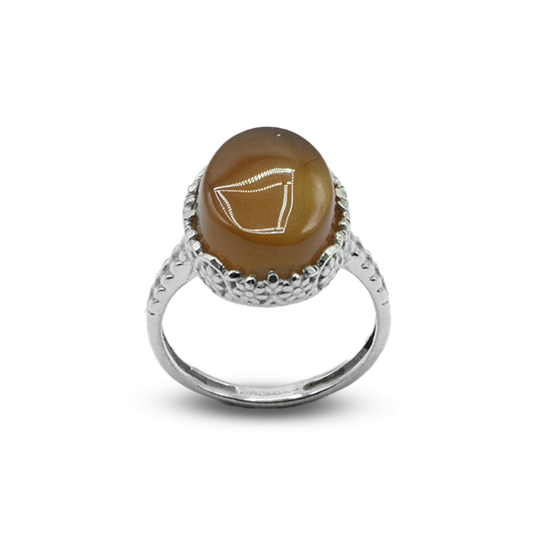 Yamani Agate Women Ring  - Lattice Design