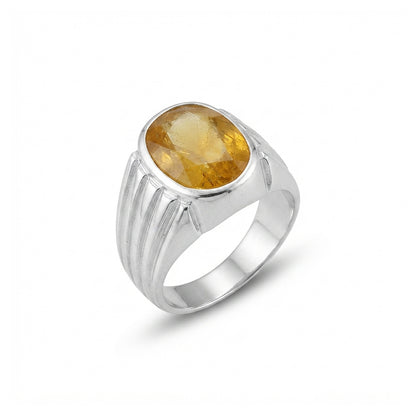 Yellow Sapphire Men Ring - Faceted