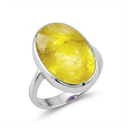 Yellow Sapphire Men Ring - Smooth