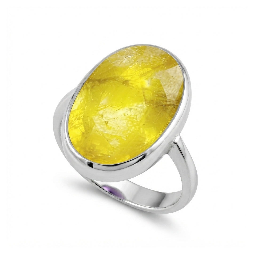 Yellow Sapphire Men Ring - Smooth