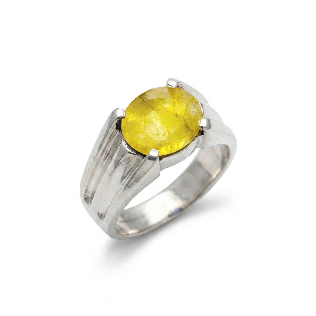 Yellow Sapphire Men Ring -  Channel-Detail