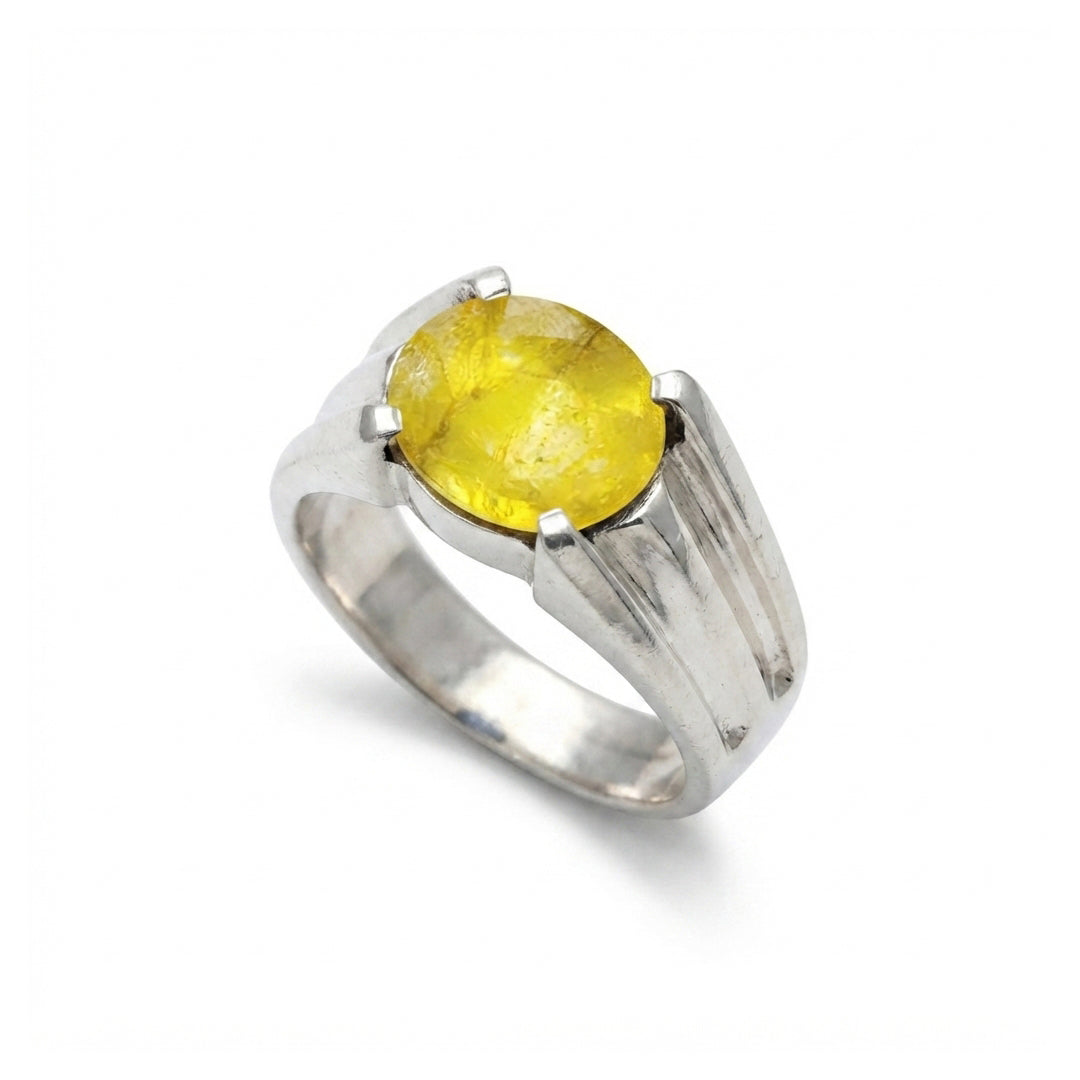 Yellow Sapphire Men Ring -  Channel-Detail