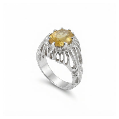 Yellow Sapphire Men Ring - Lattice