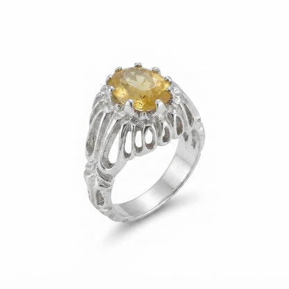 Yellow Sapphire Men Ring - Lattice