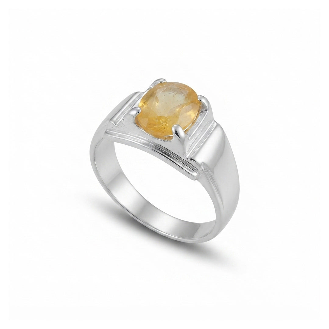 Yellow Sapphire Men Ring - Brilliant
