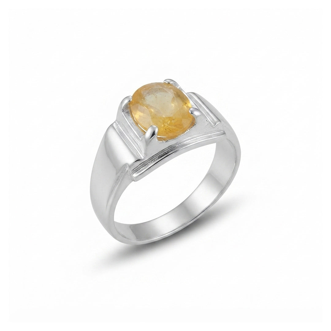 Yellow Sapphire Men Ring - Brilliant