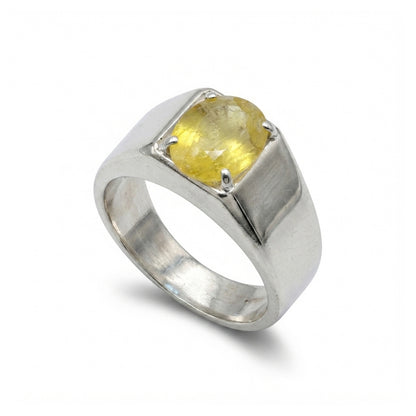 Yellow Sapphire Men Ring - Flat-Top