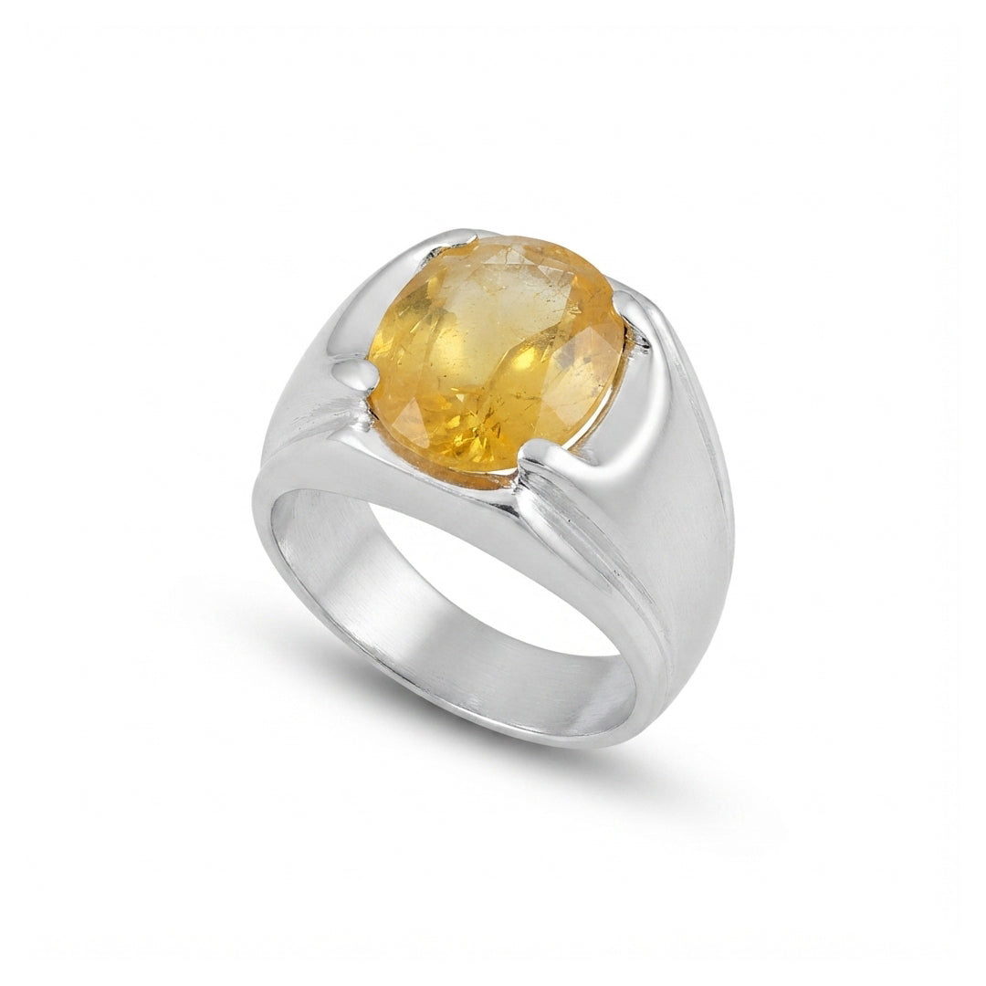 Yellow Sapphire Men Ring - Fluid