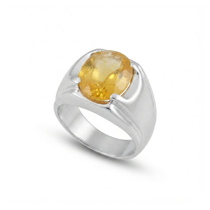 Yellow Sapphire Men Ring - Fluid