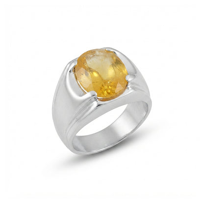 Yellow Sapphire Men Ring - Fluid