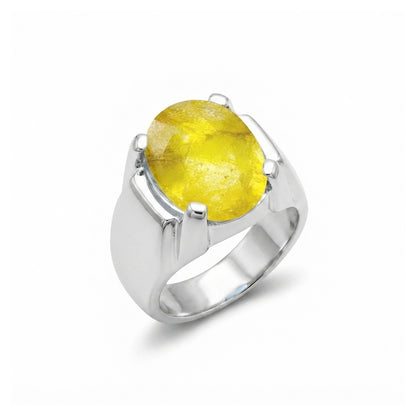 Yellow Sapphire Men Ring - Architectural