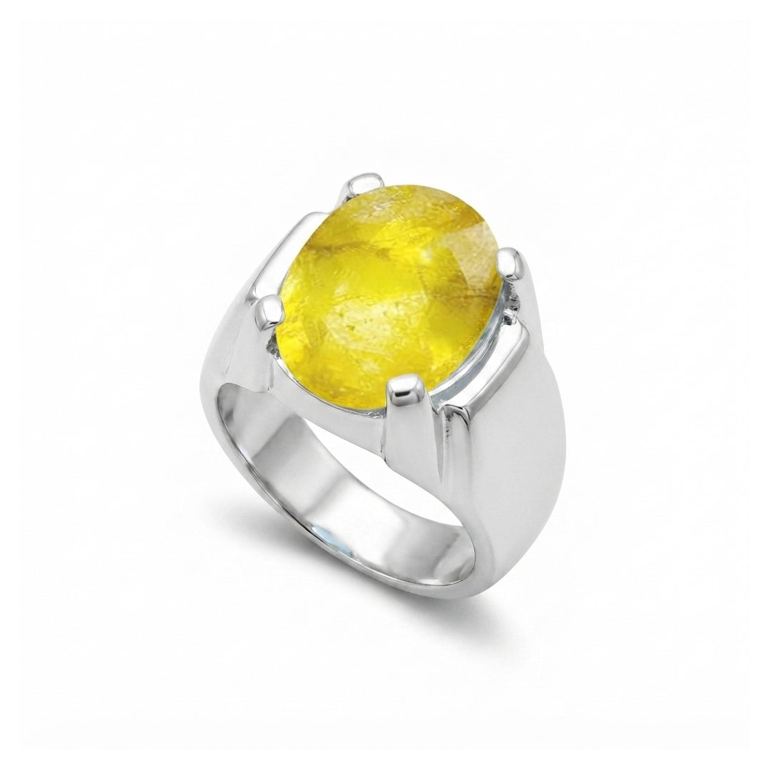 Yellow Sapphire Men Ring - Architectural