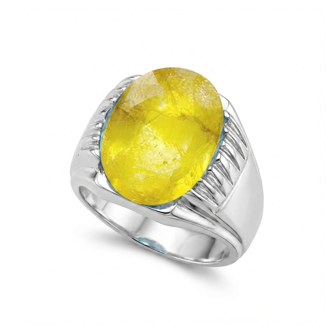 Yellow Sapphire Men Ring - Tapered