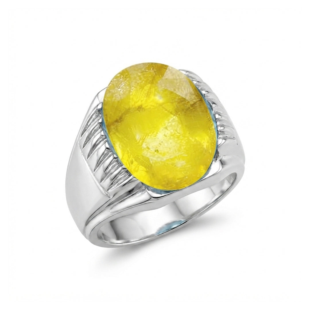 Yellow Sapphire Men Ring - Tapered