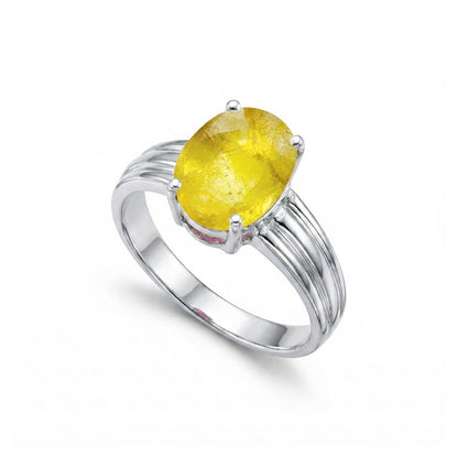 Yellow Sapphire Men Ring - Prong
