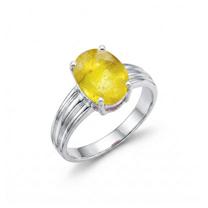 Yellow Sapphire Men Ring - Prong
