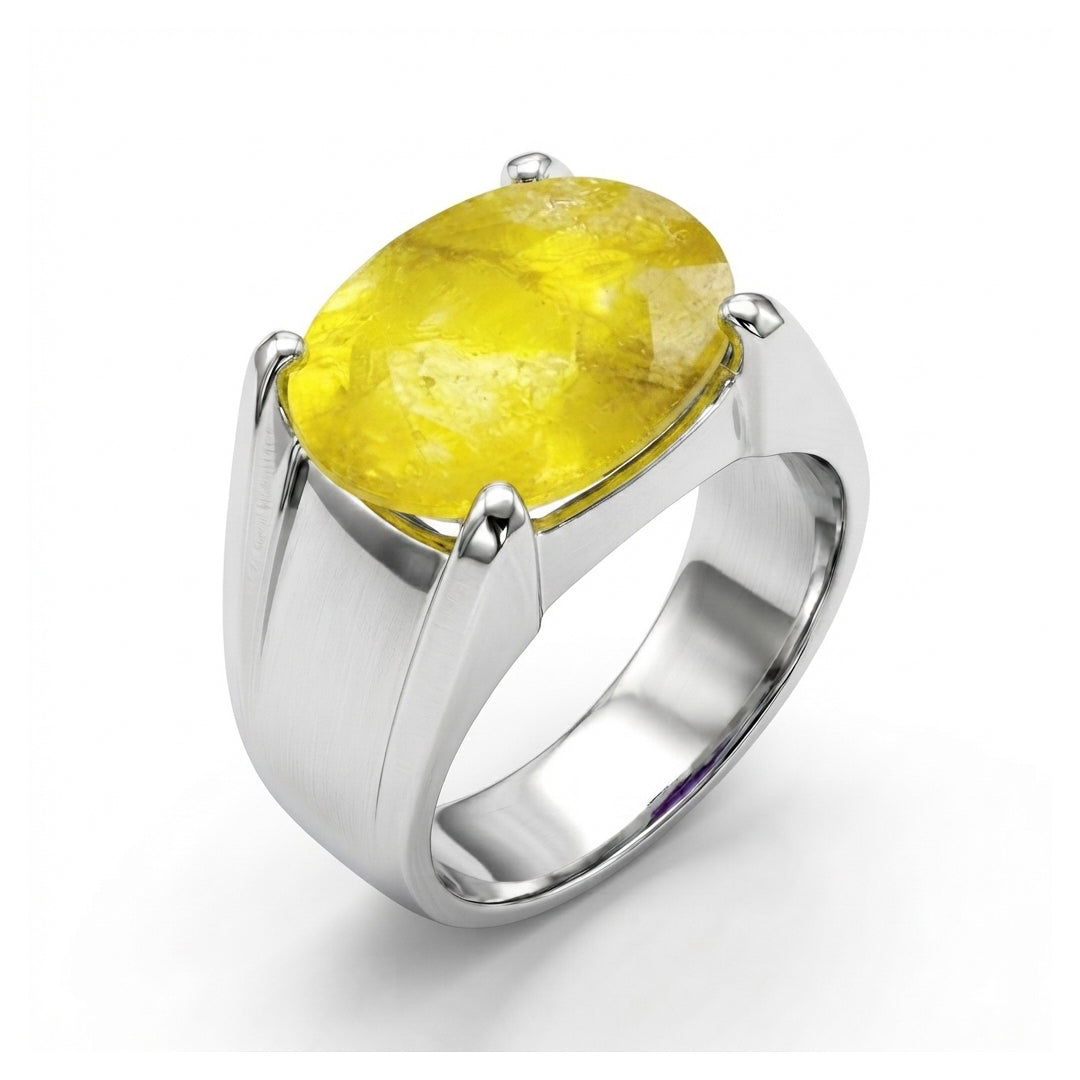 Yellow Sapphire Men Ring - Sleek