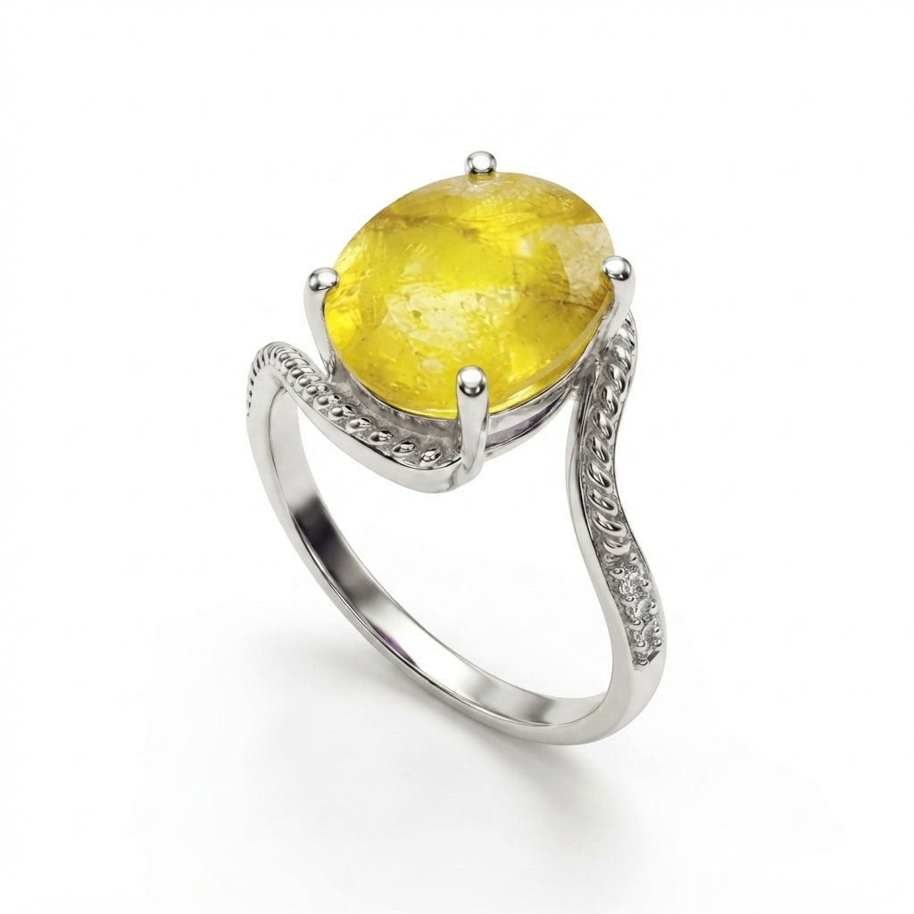 Yellow Sapphire Women Ring - Round Cut