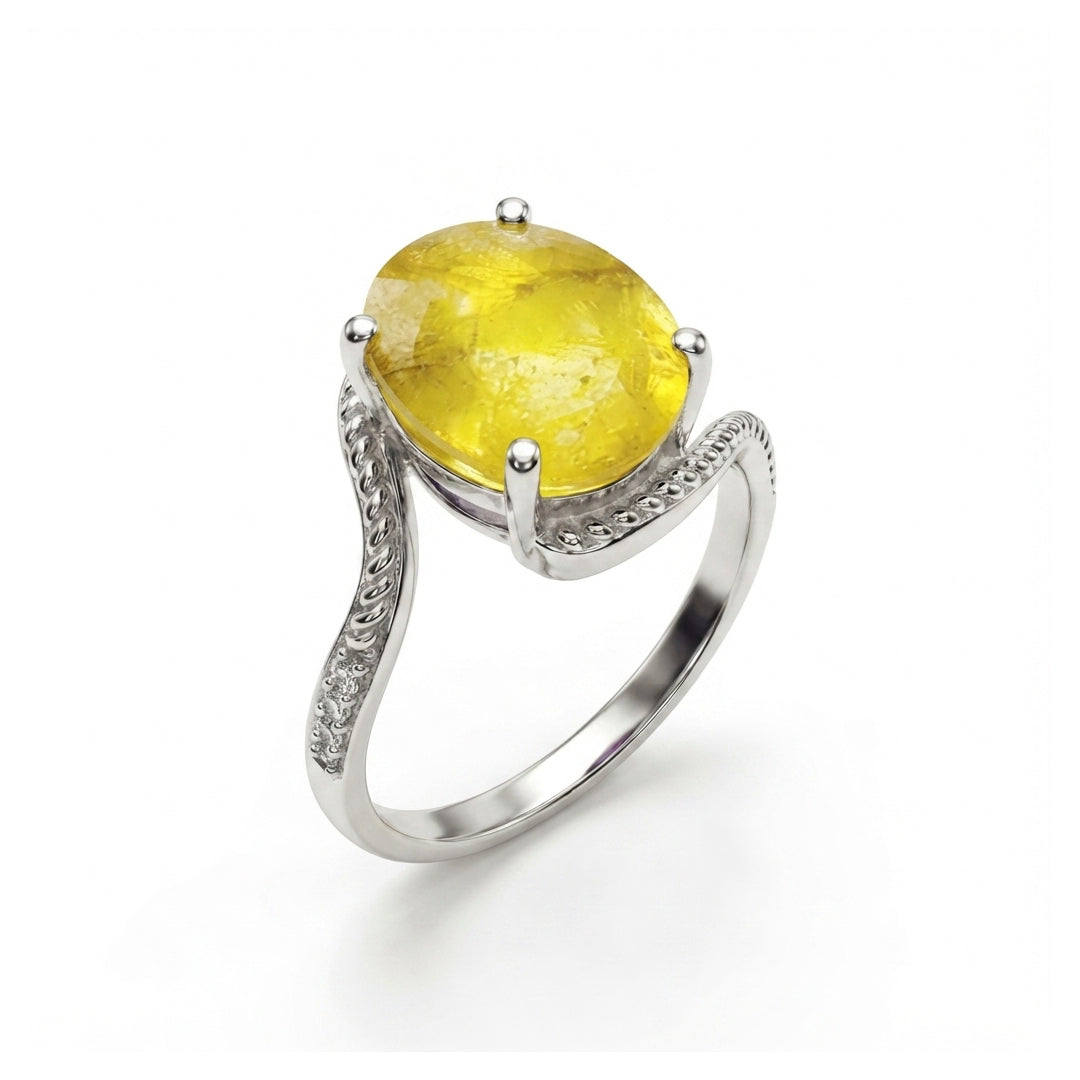 Yellow Sapphire Women Ring - Round Cut