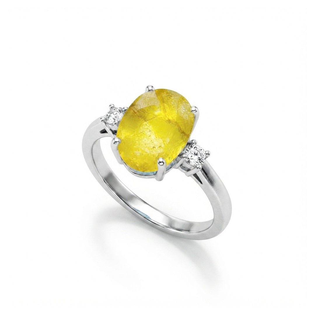 Yellow Sapphire Women Ring - Oval Shape