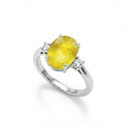 Yellow Sapphire Women Ring - Oval Shape