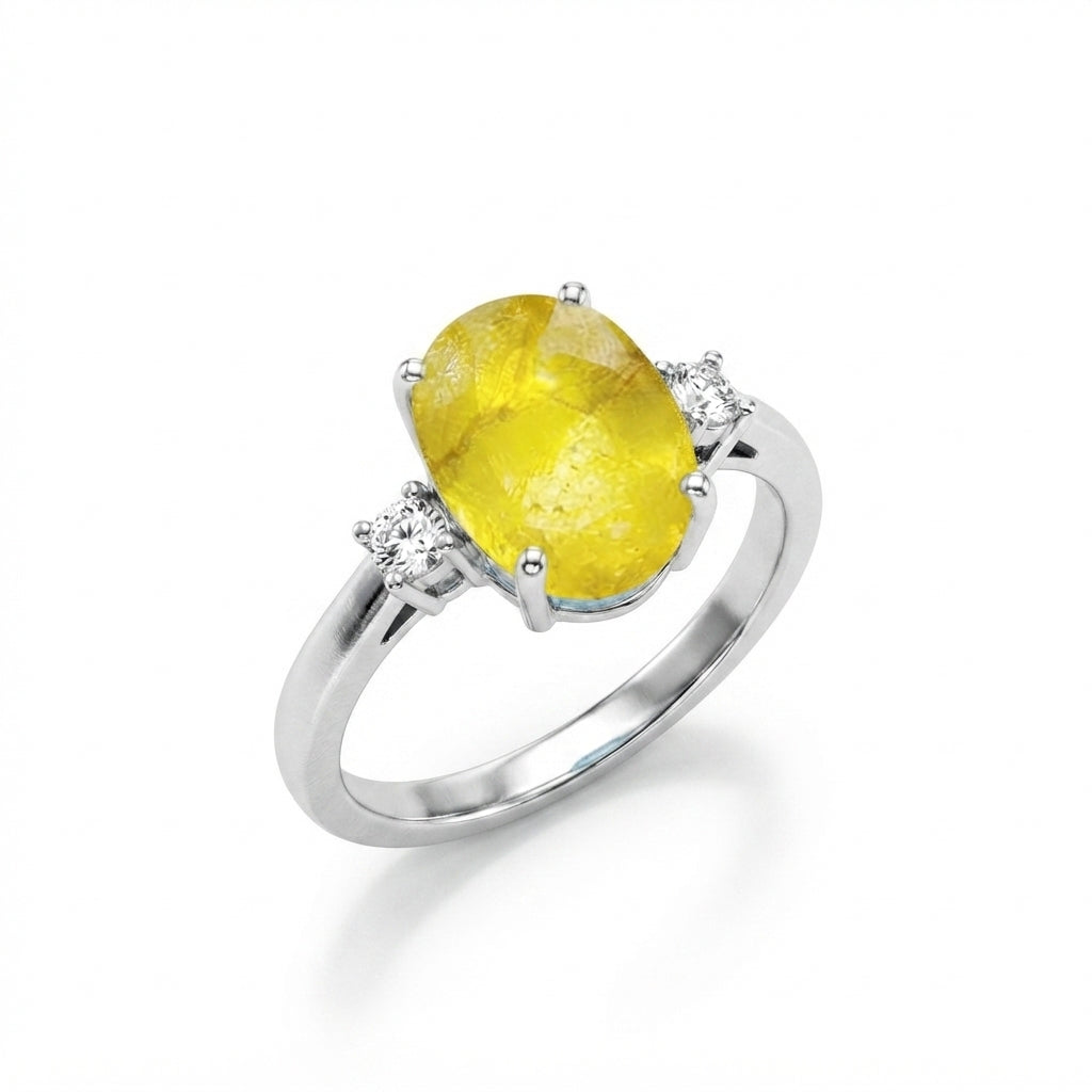 Yellow Sapphire Women Ring - Oval Shape