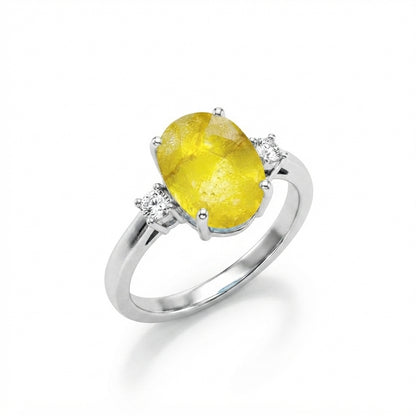 Yellow Sapphire Women Ring - Oval Shape