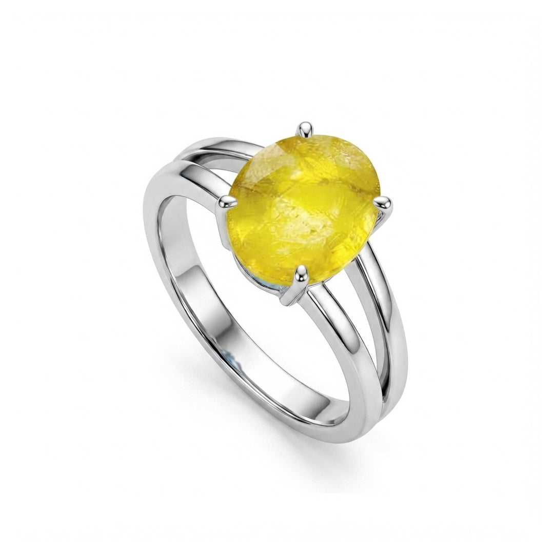 Yellow Sapphire Women Ring - Shank Oval