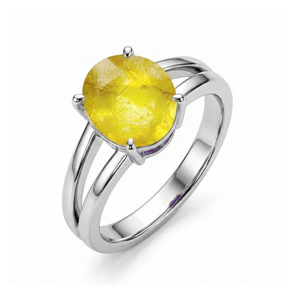 Yellow Sapphire Women Ring - Shank Oval
