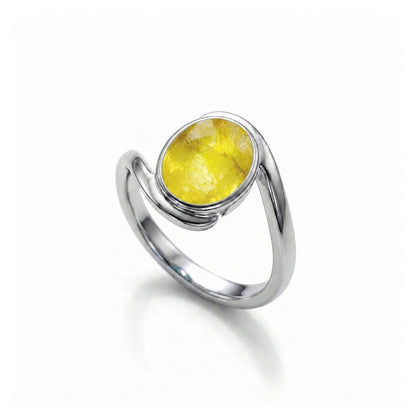 Yellow Sapphire Women Ring - Oval Bezel Bypass