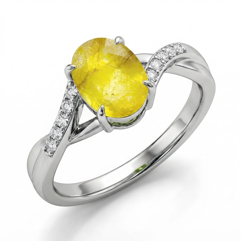 Yellow Sapphire Women Ring - Twisted
