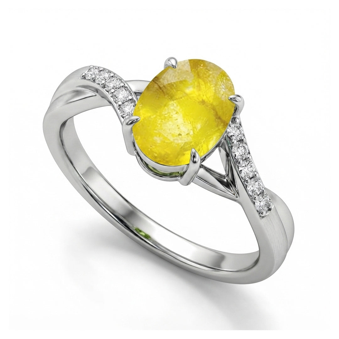 Yellow Sapphire Women Ring - Twisted