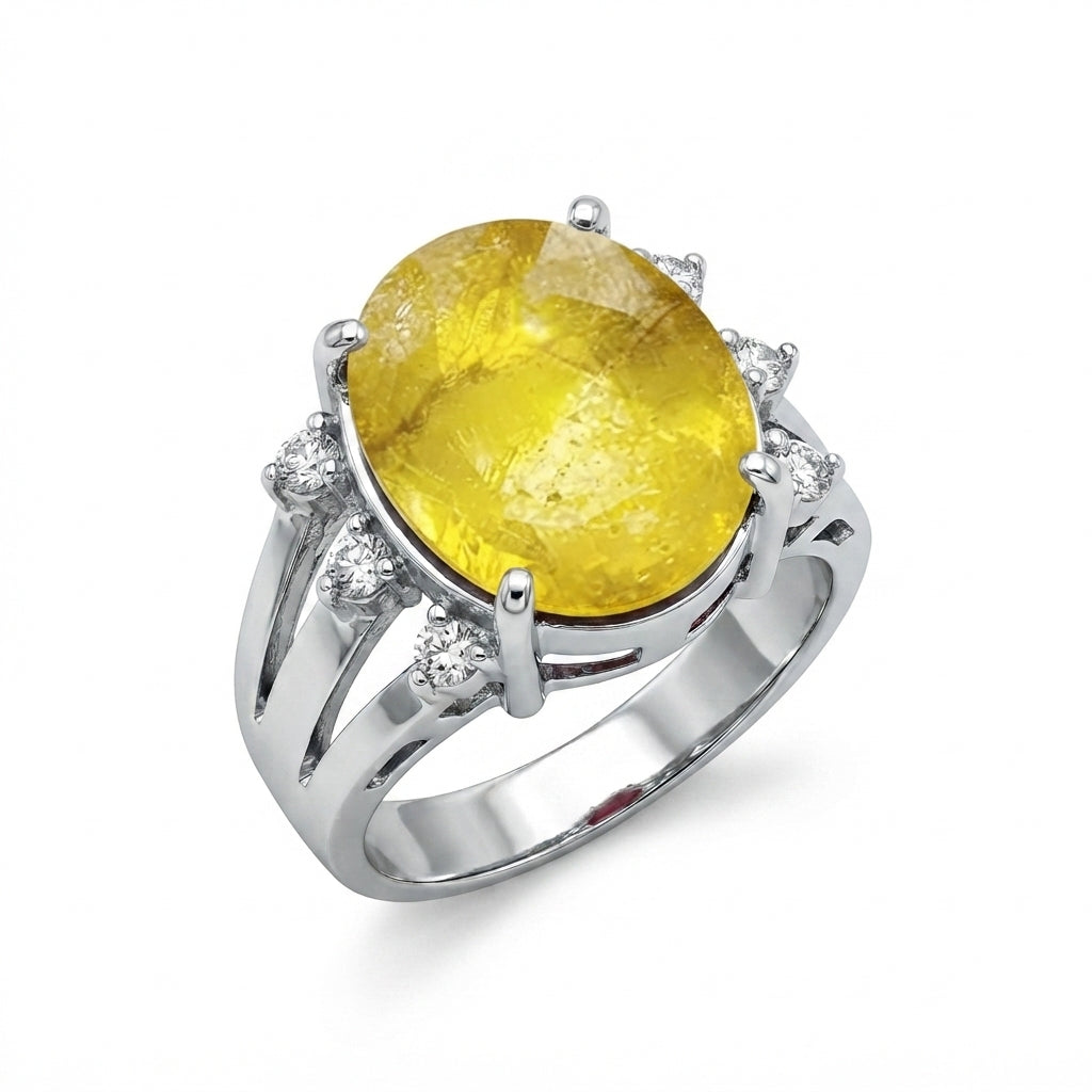Yellow Sapphire Women Ring - Triple