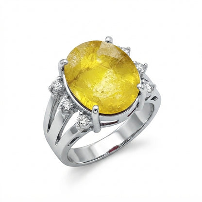 Yellow Sapphire Women Ring - Triple