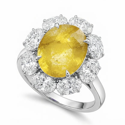Yellow Sapphire Women Ring - Cut Cluster